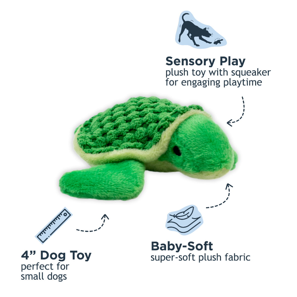 Tall Tails Baby Turtle with Squeaker Dog Toy – 4 Inch