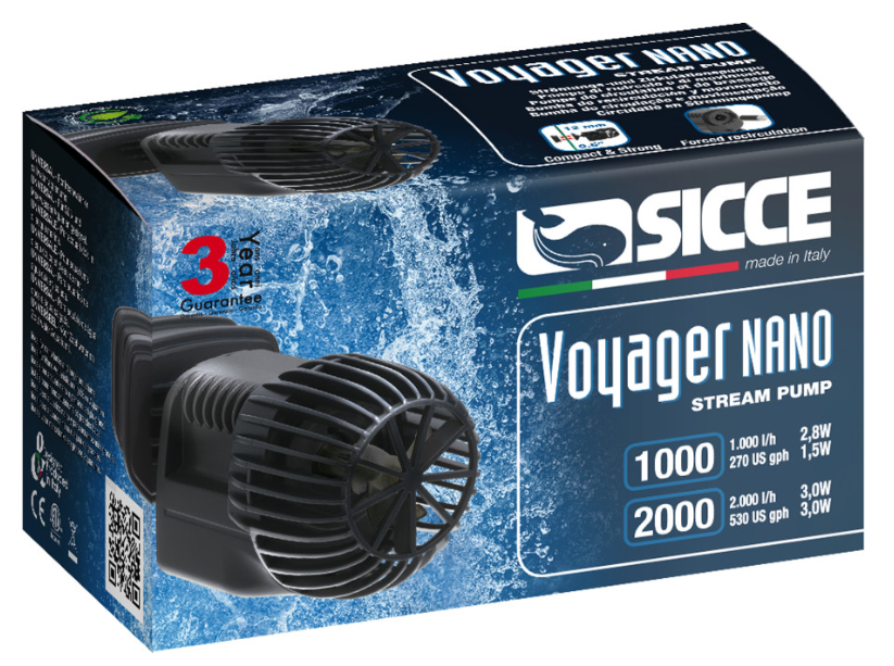 Sicce Voyager Nano 530 GPH 3W Stream Pump – Compact Freshwater & Saltwater Aquarium Circulation Pump