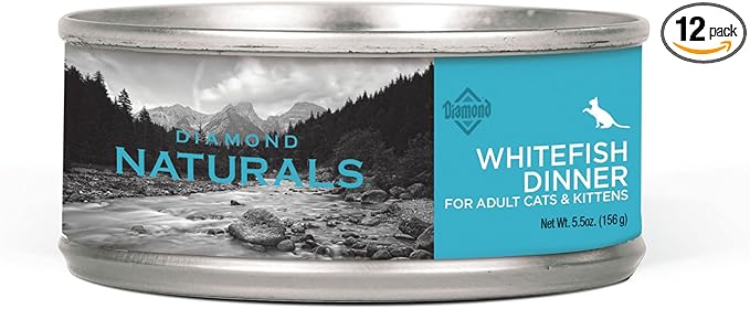 Diamond Naturals Whitefish Dinner Wet Cat Food for Adult Cats & Kittens – 5.5 oz, 24-Pack