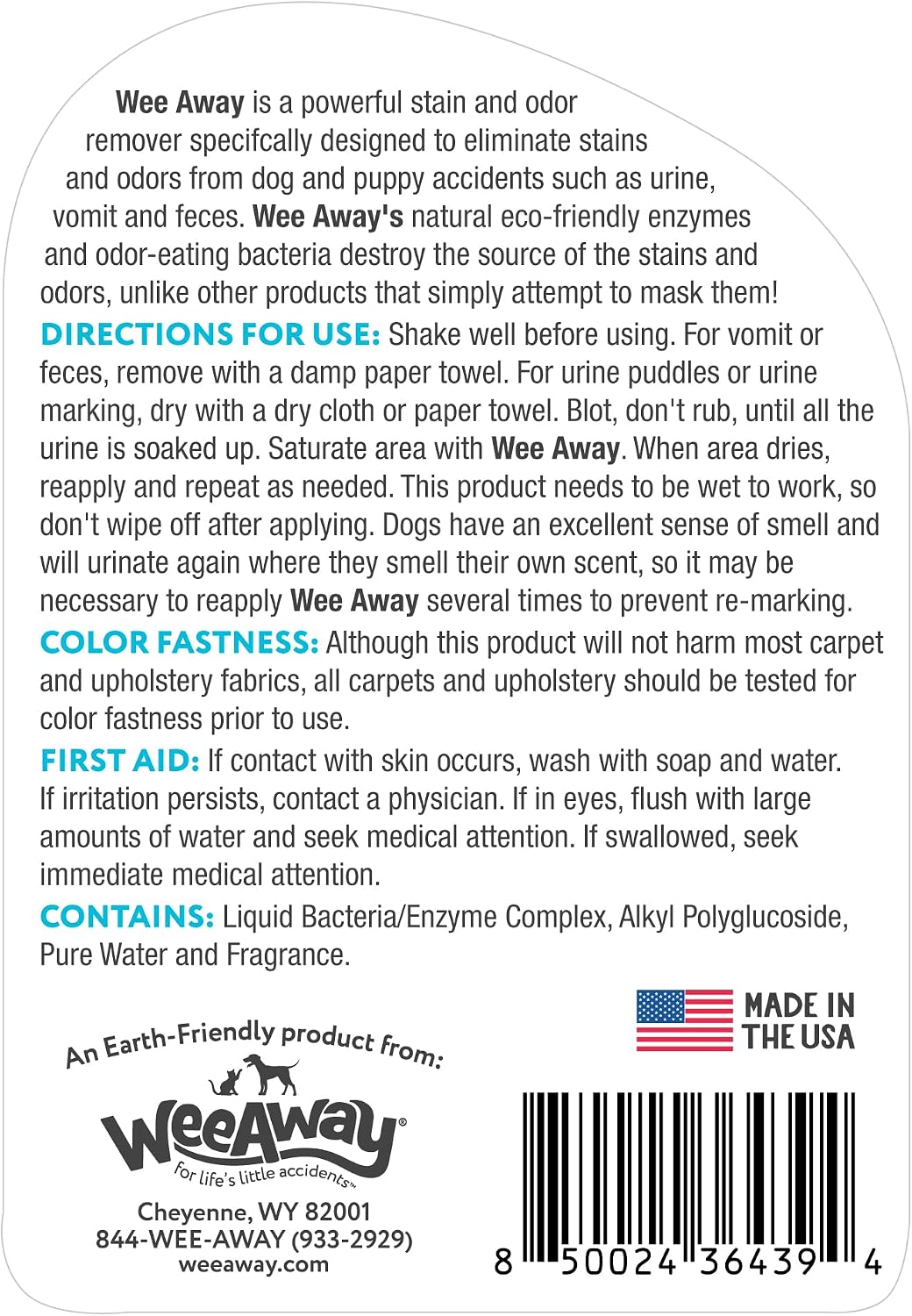 Wee Away X2 Dog Urine Stain & Odor Remover – 16 oz