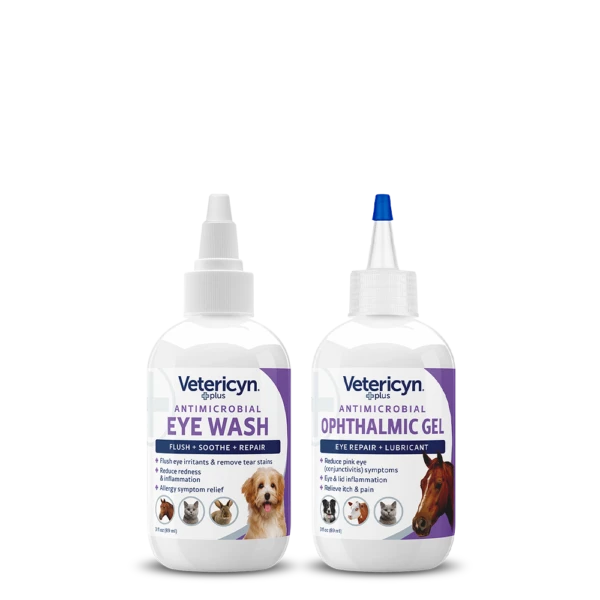Vetericyn Plus Antimicrobial Eye Care Kit – 3 oz Eye Wash & 3 oz Ophthalmic Gel for All Animals