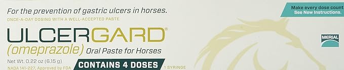 Boehringer Ingelheim UlcerGard Omeprazole Oral Paste for Horses – Gastric Ulcer Prevention, 4-Dose Syringe