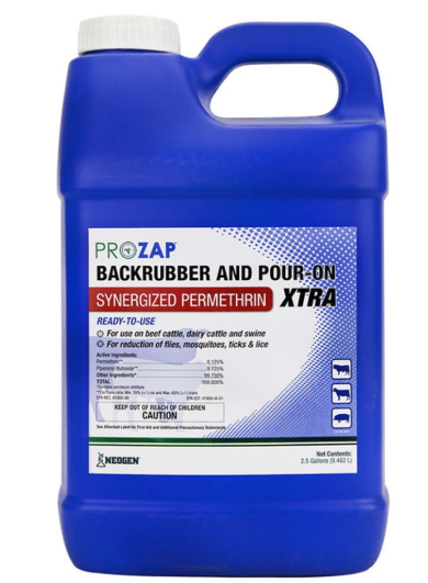 Prozap Backrubber & Pour-On Xtra Livestock Insecticide for Cattle & Swine – 2.5 Gallon