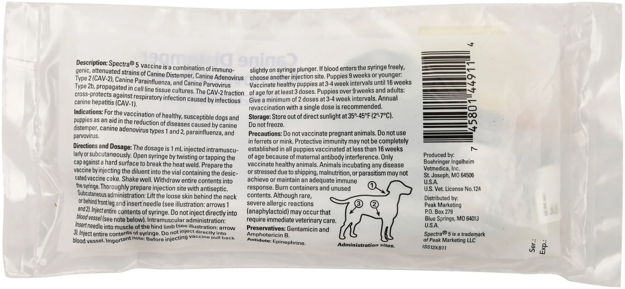 Durvet Canine Spectra 5 Dog & Puppy Vaccine – 5-Way Protection, 