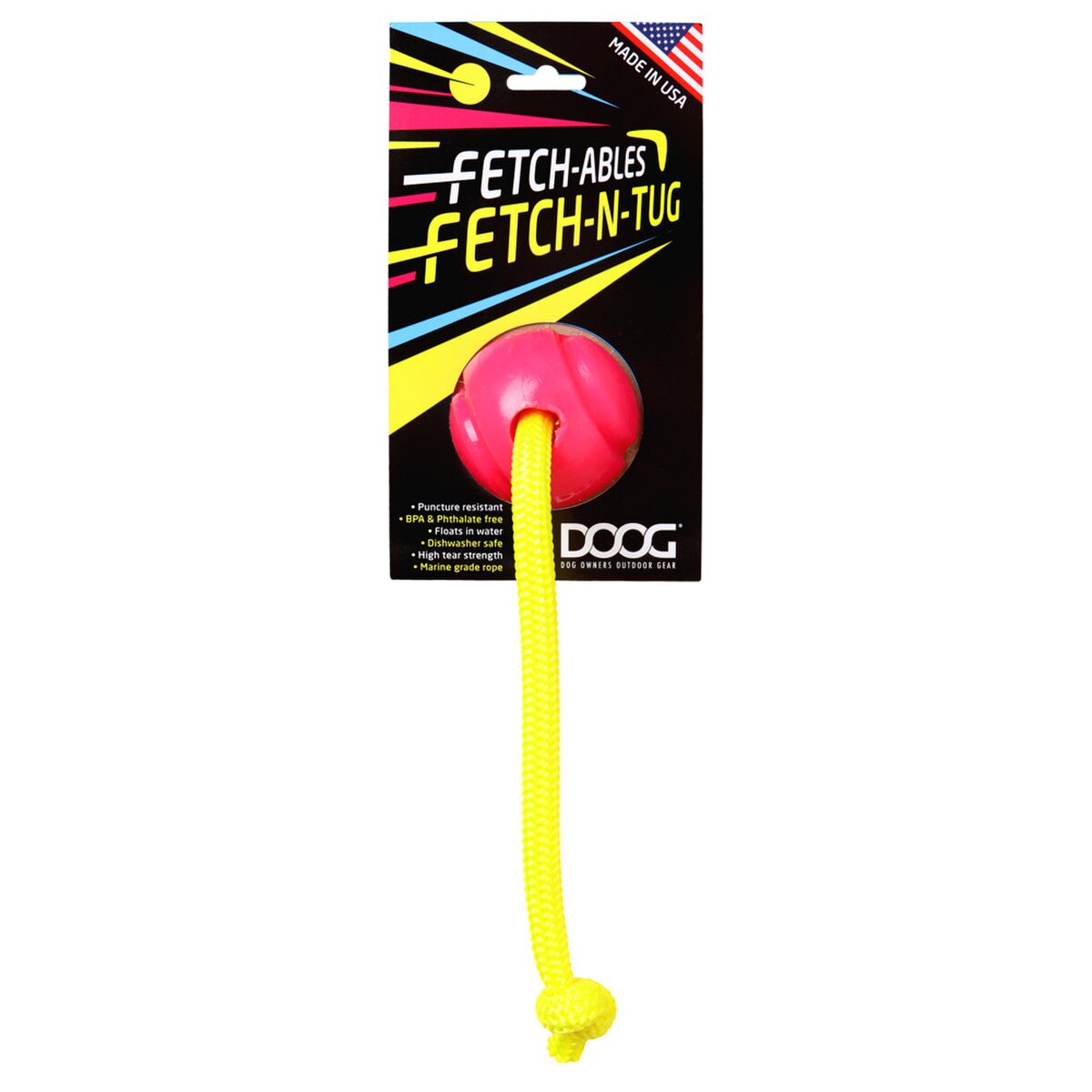 DOOG Fetchables Fetch-a-Tug Dog Toy – Interactive Tug & Fetch Toy for Dogs, Durable Rope Toy
