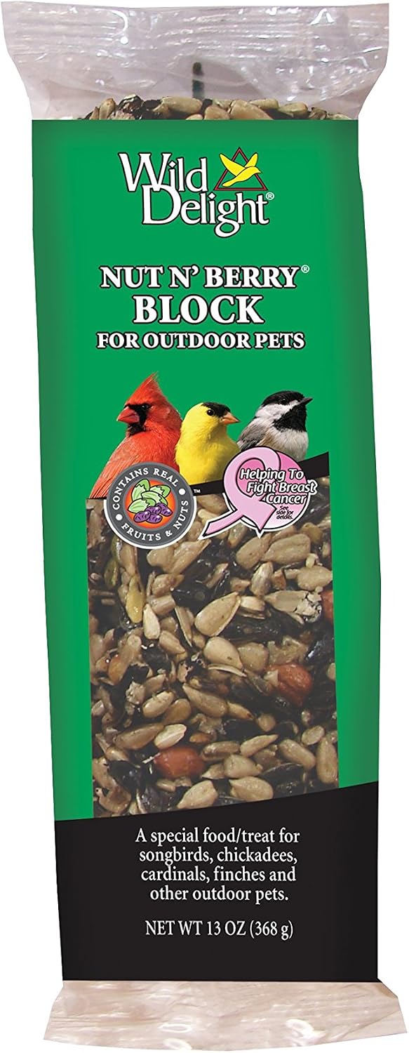 Wild Delight Nut N’ Berry Wild Bird Food Block – Real Nuts & Fruit, 13 oz