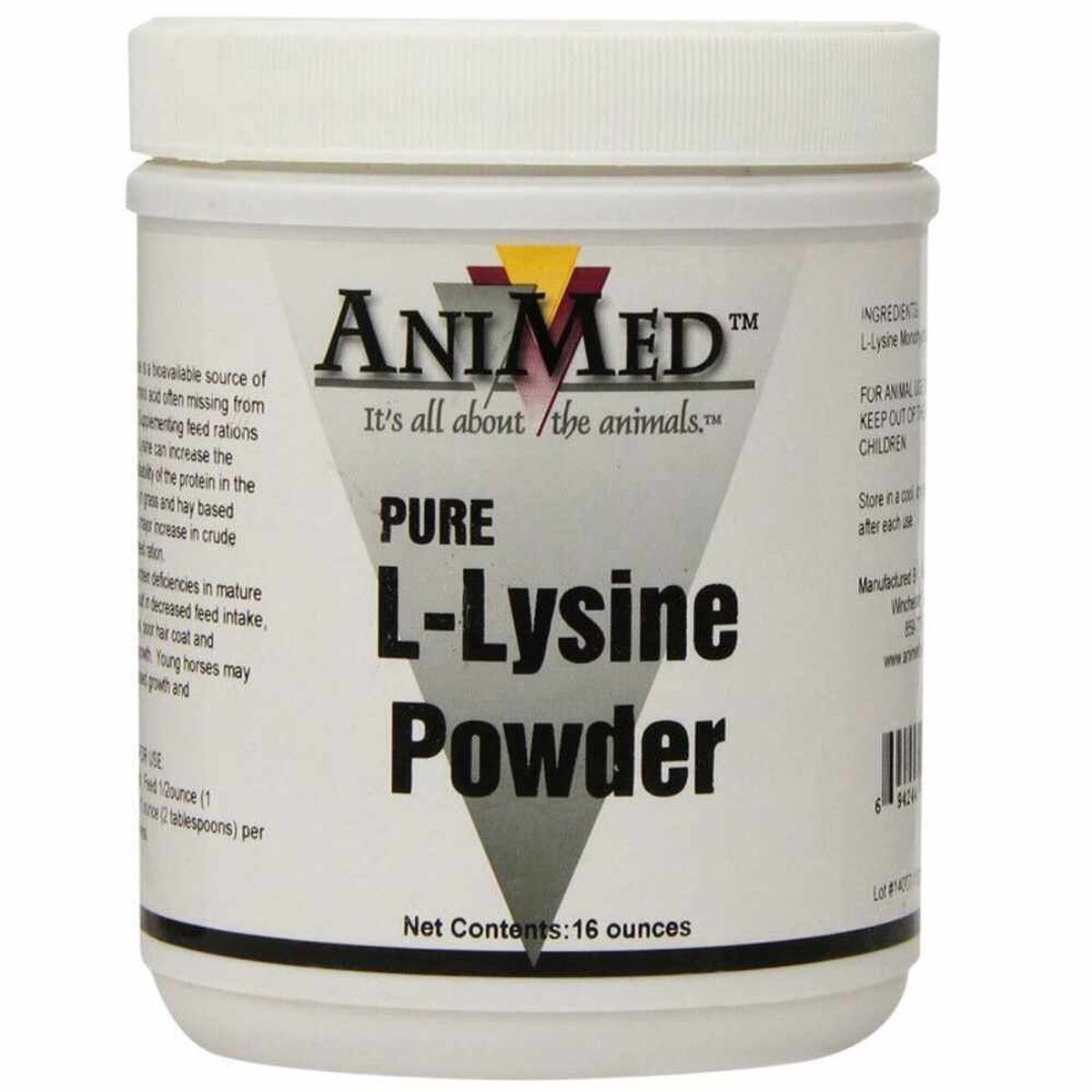 AniMed L-Lysine Pure 1 lb – Essential Amino Acid Horse Supplement for Protein & Muscle Support