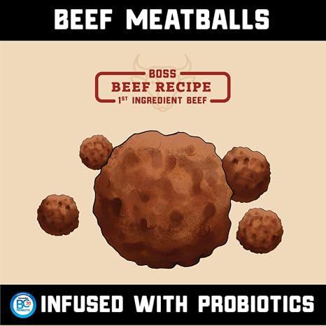 Boss Proballs Freeze Dried Raw Meatball Treat for Dogs- Boss Dog Brand Beef 12/6oz Jar
