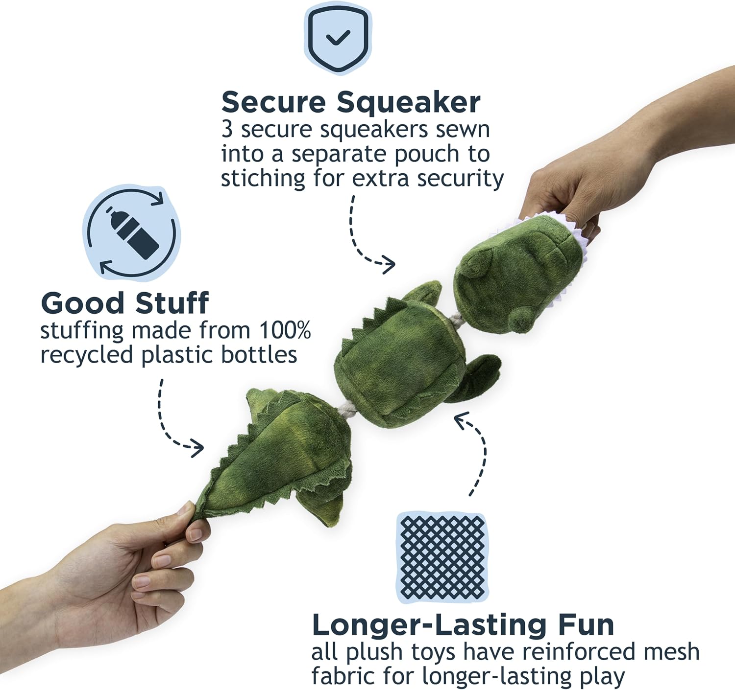 Tall Tails Gator Jointed Shake Play Plush Rope Toy for Dogs – 14 Inch