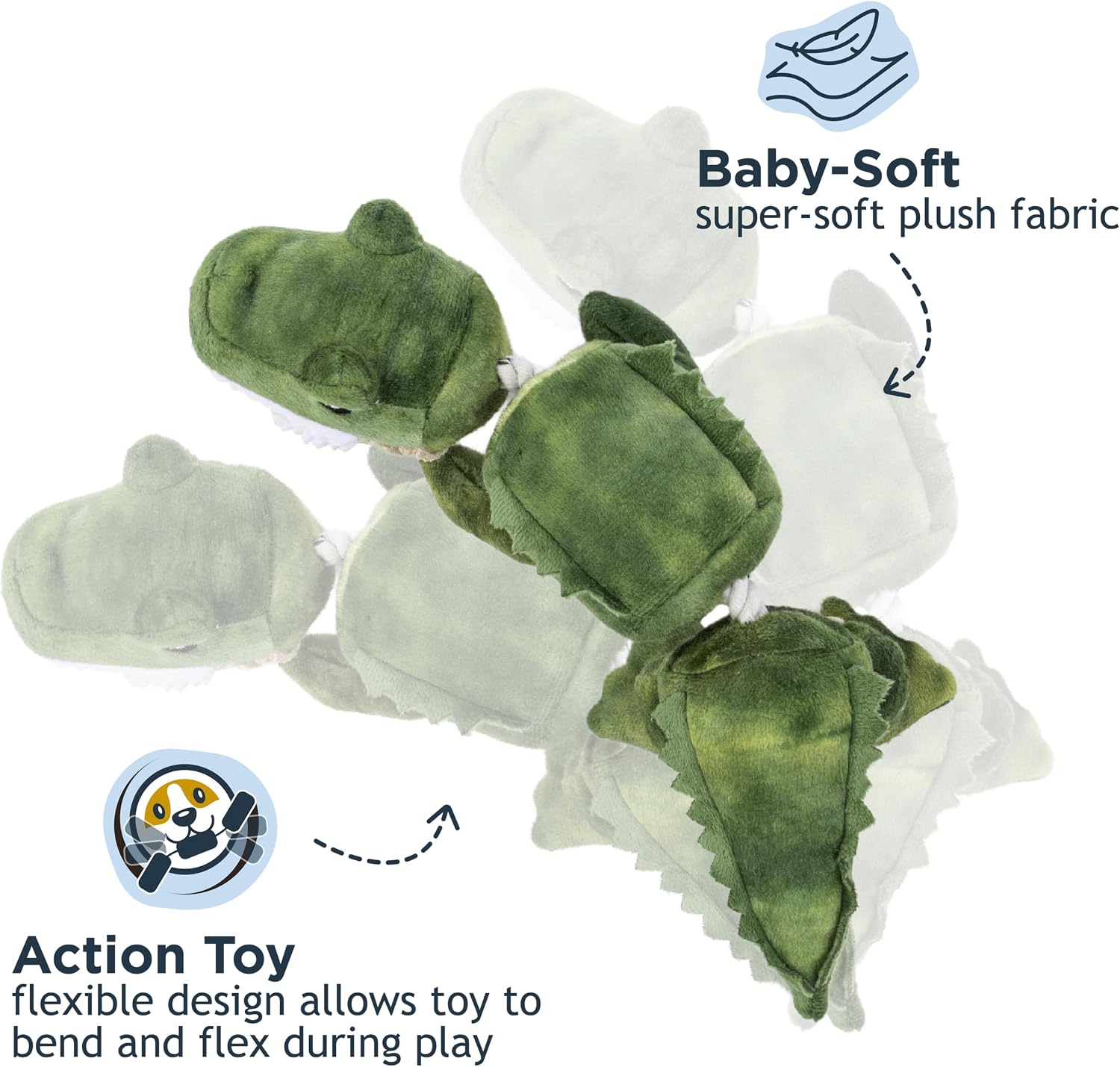 Tall Tails Gator Jointed Shake Play Plush Rope Toy for Dogs – 14 Inch