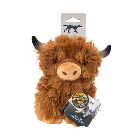 Tall Tails Highland Cow Plush Squeaker Dog Toy – Reinforced Mesh, Recycled Stuffing, 8 Inch