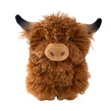 Tall Tails Highland Cow Plush Squeaker Dog Toy – Reinforced Mesh, Recycled Stuffing, 8 Inch