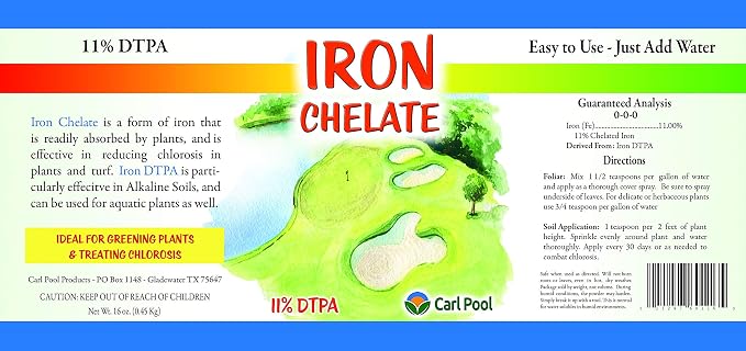 Iron Chelate 1 Lb -- Water Soluble -- Carl Pool Fertilizers