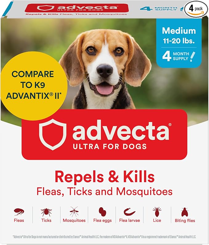 Advecta Ultra Flea & Tick Topical Treatment for Dogs – 4 Monthly Doses