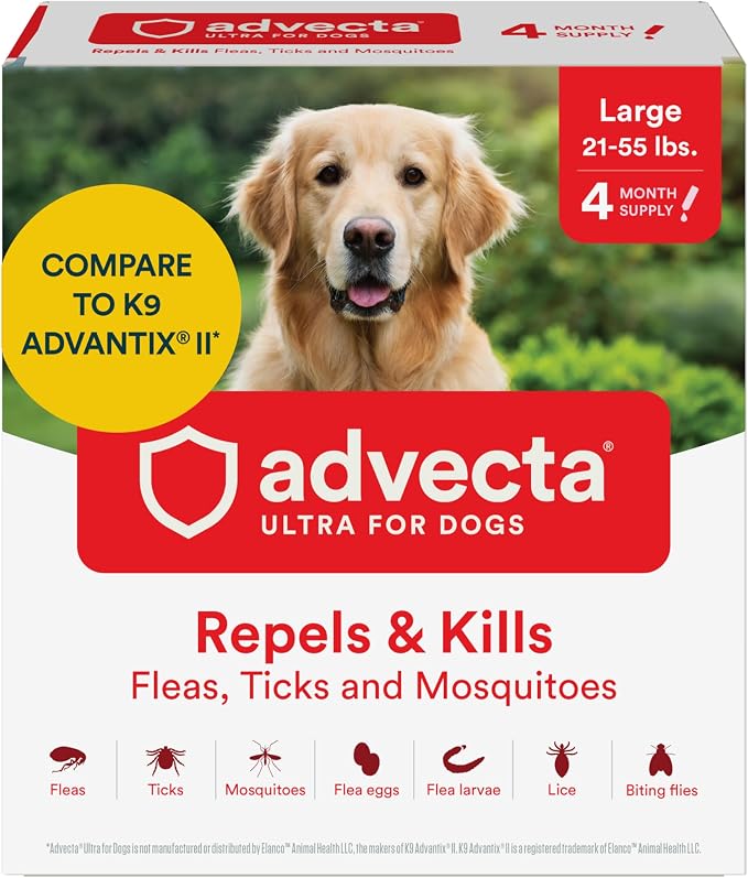 Advecta Ultra Flea & Tick Topical Treatment for Dogs – 4 Monthly Doses