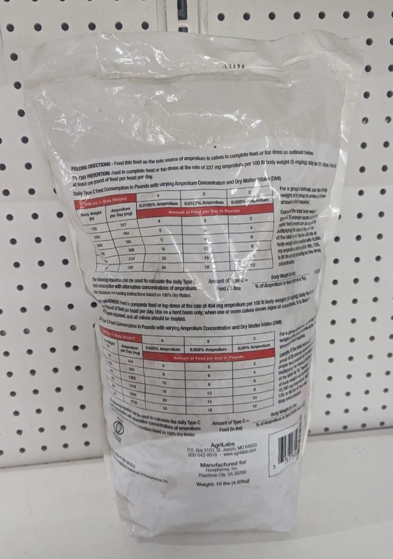 CORID 1.25% Amprolium Pellets for Calves – Coccidiosis Prevention & Treatment – 10 lb Bag
