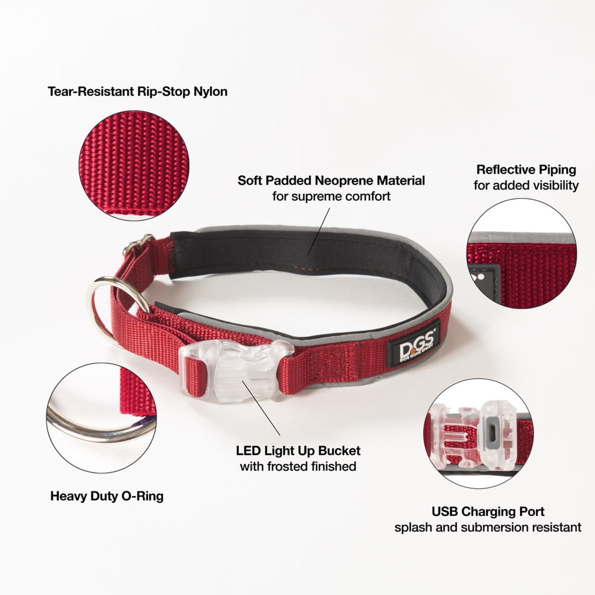 DGS Pet Products Comet Rechargeable LED Safety Dog Collar