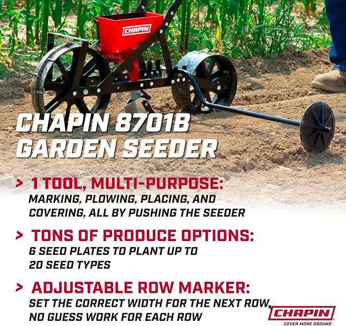 CHAPIN 8701B Push Garden Seeder for Row Planting, 20 Seed Varieties
