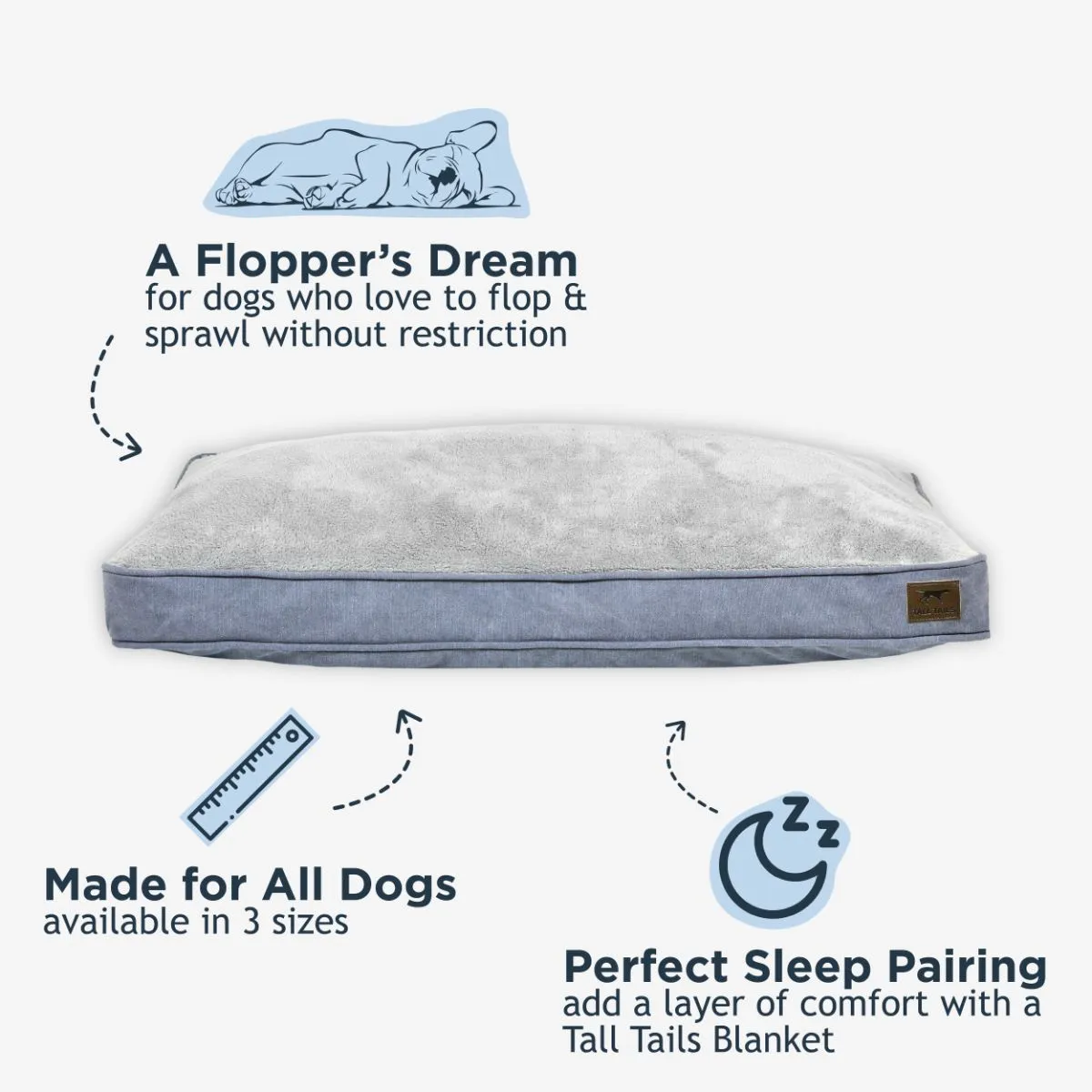 Tall Tails Dream Chaser Charcoal Cushion Dog Bed