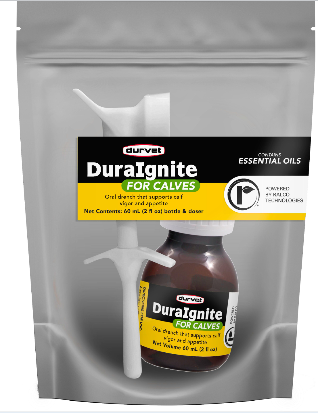 Durvet DuraIgnite Calf Gel – 60 mL High-Energy Nutritional Supplement for Newborn & Stressed Calves