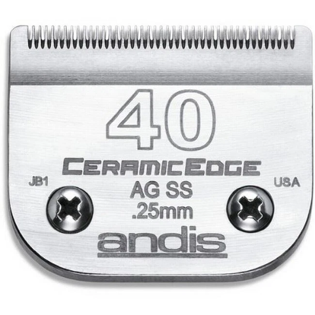 Andis CeramicEdge Carbon-Infused Steel Pet Clipper Blade, Size-40SS, 1/100-Inch Cut Length (64350)