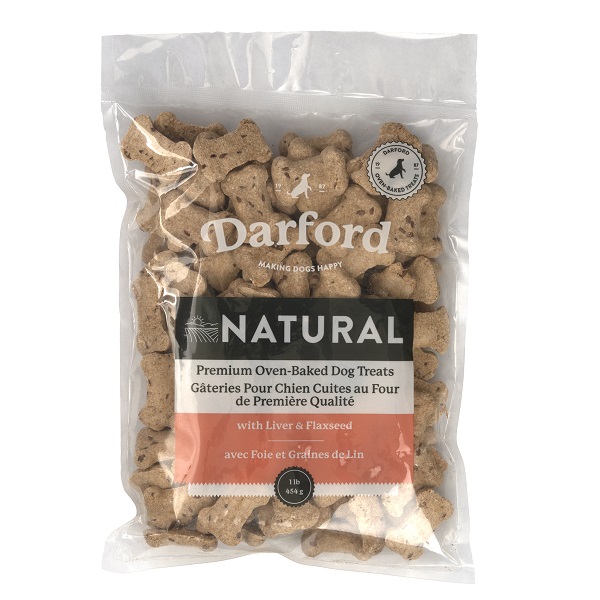 Darford Naturals Liver & Flax Mini Dog Treats – 1 lb, All-Natural Oven-Baked Dog Biscuits with Omega 3 & 6