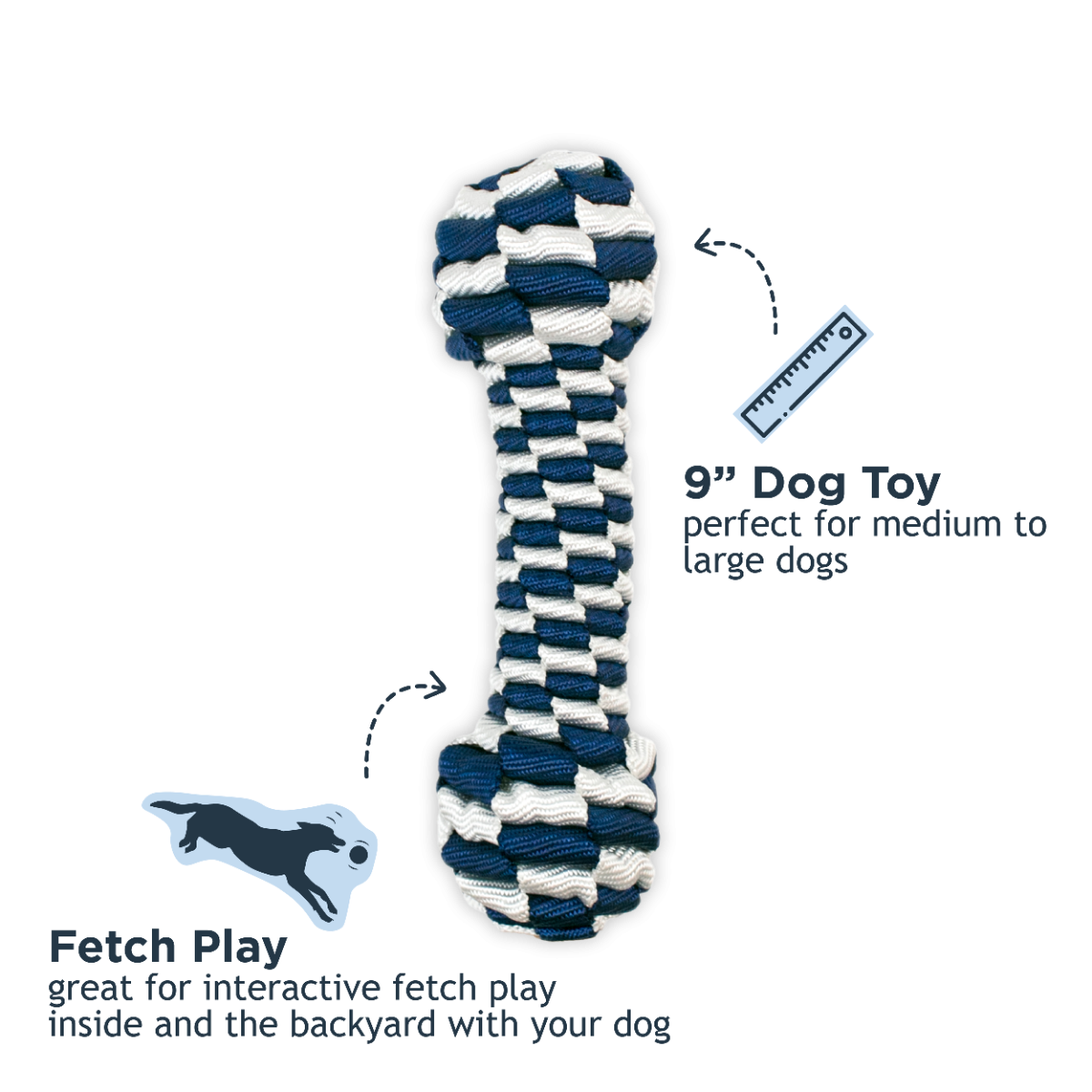 Tall Tails Navy Braided Bone Dog Toy – 9 Inch