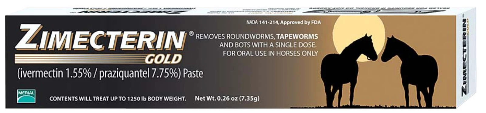 Zimecterin Gold Ivermectin & Praziquantel Horse Dewormer Paste – 0.26 oz, Treats Up to 1,250 lb