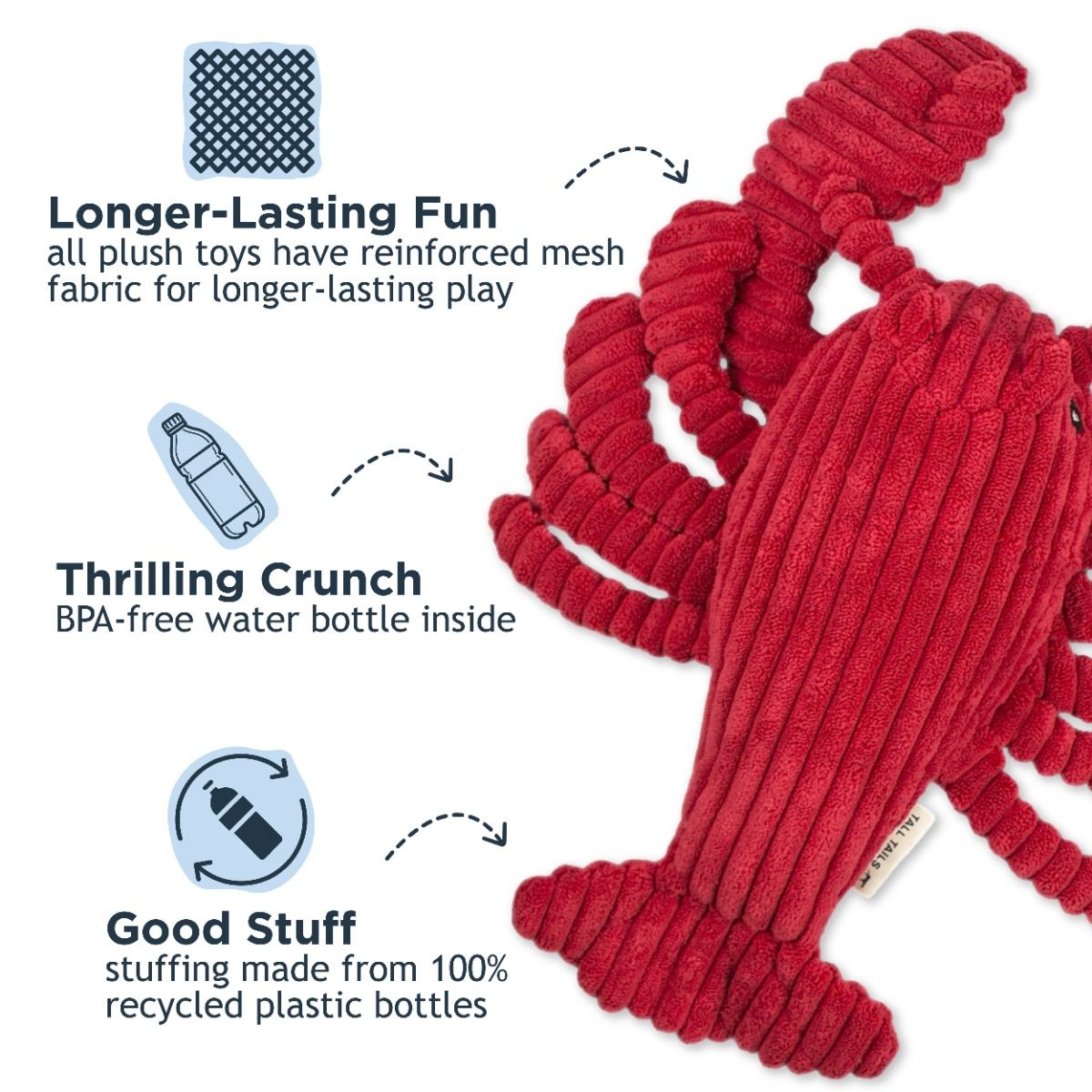 Tall Tails Crunch Lobster Squeaker Dog Toy, 14 inch