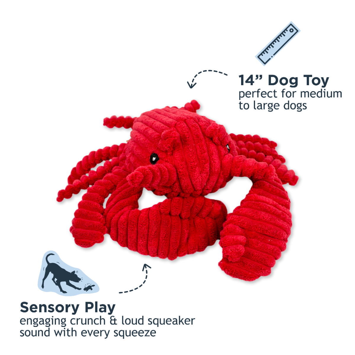 Tall Tails Crunch Lobster Squeaker Dog Toy, 14 inch
