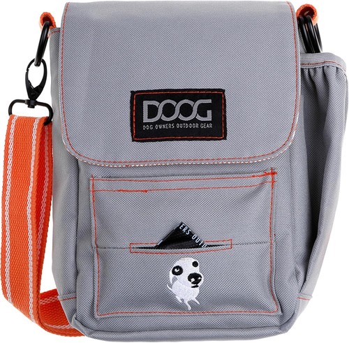DOOG Walkie Shoulder Bag, Grey, Crossbody Dog Walking Bag with Waterproof Phone Pocket & Waste Bag Holder