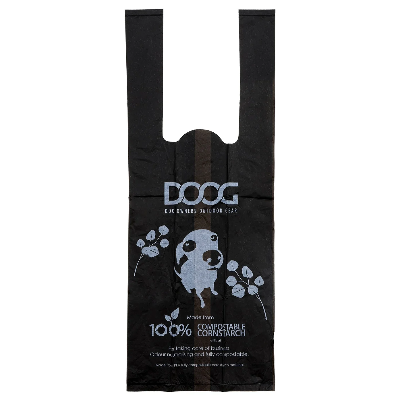 DOOG Compostable Dog Poop Bags, 45 Count, Eucalyptus Scented, 100% Cornstarch, Black Bags with Handles