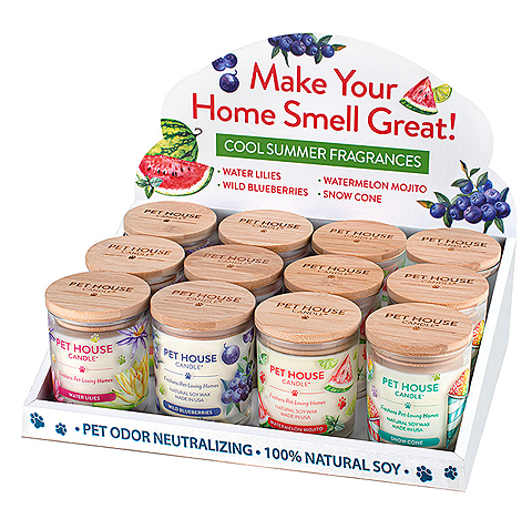One Fur All® Pet House Candle Summer Display – 12 Piece