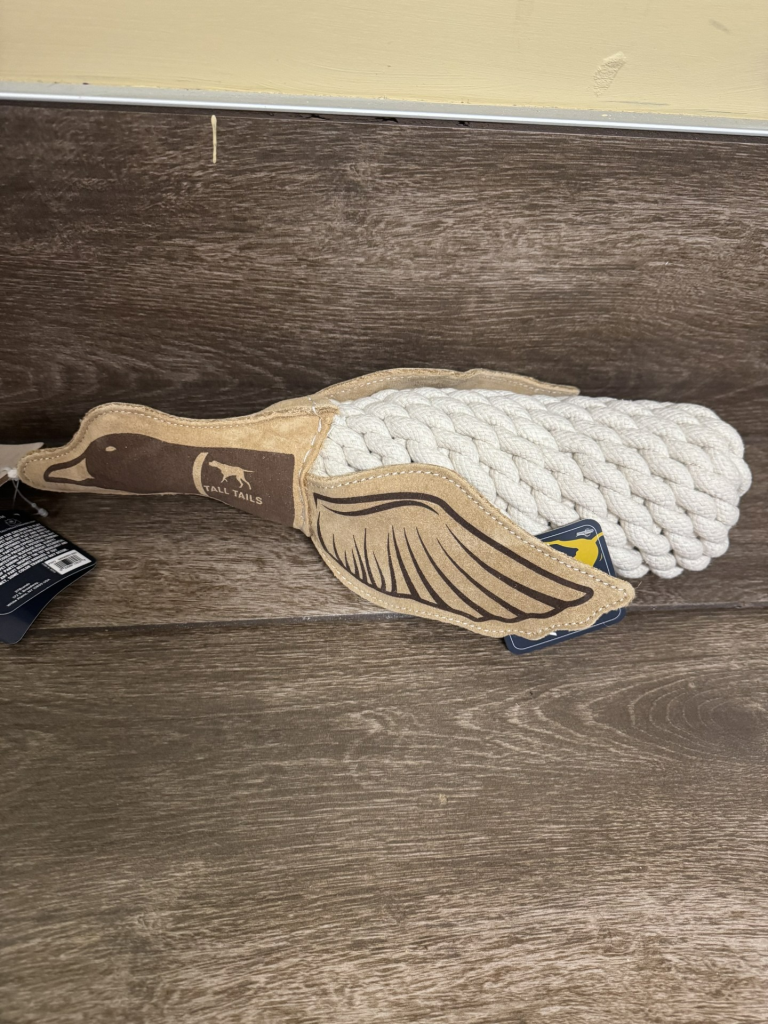Tall Tails Natural Leather Quacker Rope Tug Dog Toy – 16 Inch