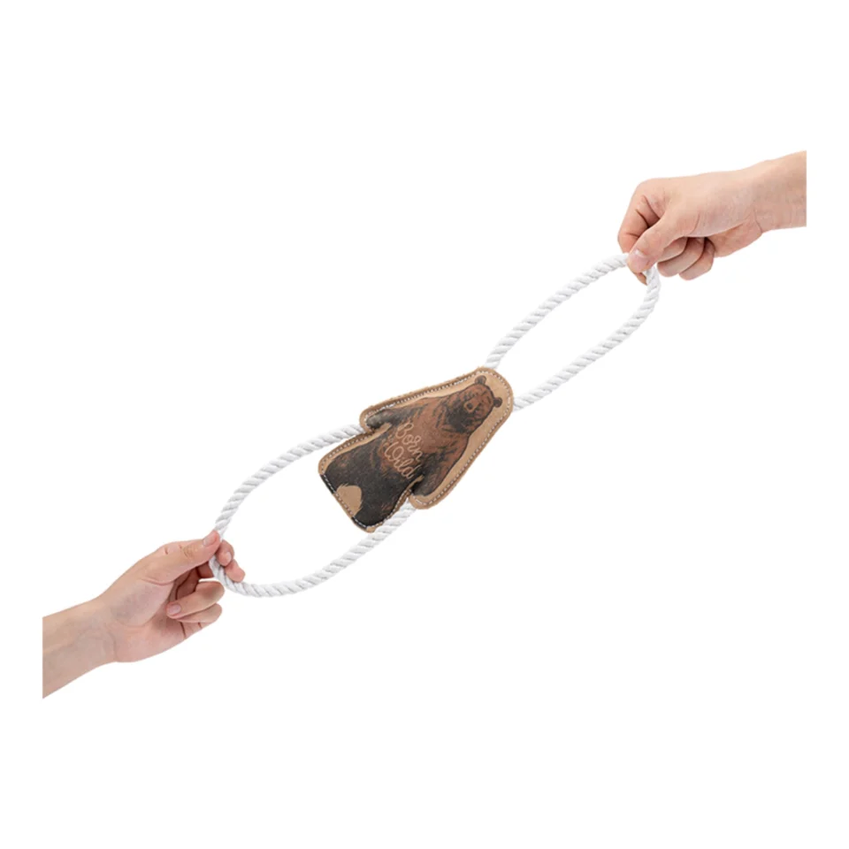 Territory Natural Leather Dog Tug Toy – Durable Interactive Tug & Fetch Toy, 14 Inch