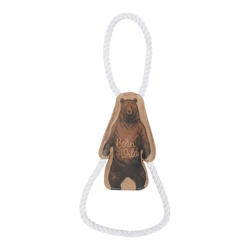 Territory Natural Leather Dog Tug Toy – Durable Interactive Tug & Fetch Toy, 14 Inch