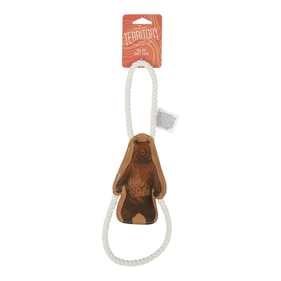 Territory Natural Leather Dog Tug Toy – Durable Interactive Tug & Fetch Toy, 14 Inch