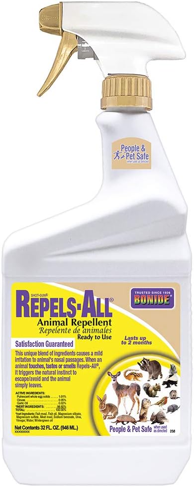 Bonide Repels-All Animal Repellent Ready-to-Use Spray 32 oz – Deer, Rabbit & Squirrel Repellent
