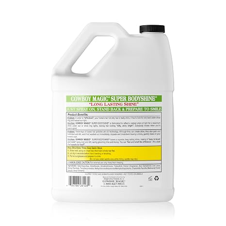 Cowboy Magic Super BodyShine Horse Coat Spray 1 Gallon – Fast-Drying Shine, Detangler & Dust Repellent