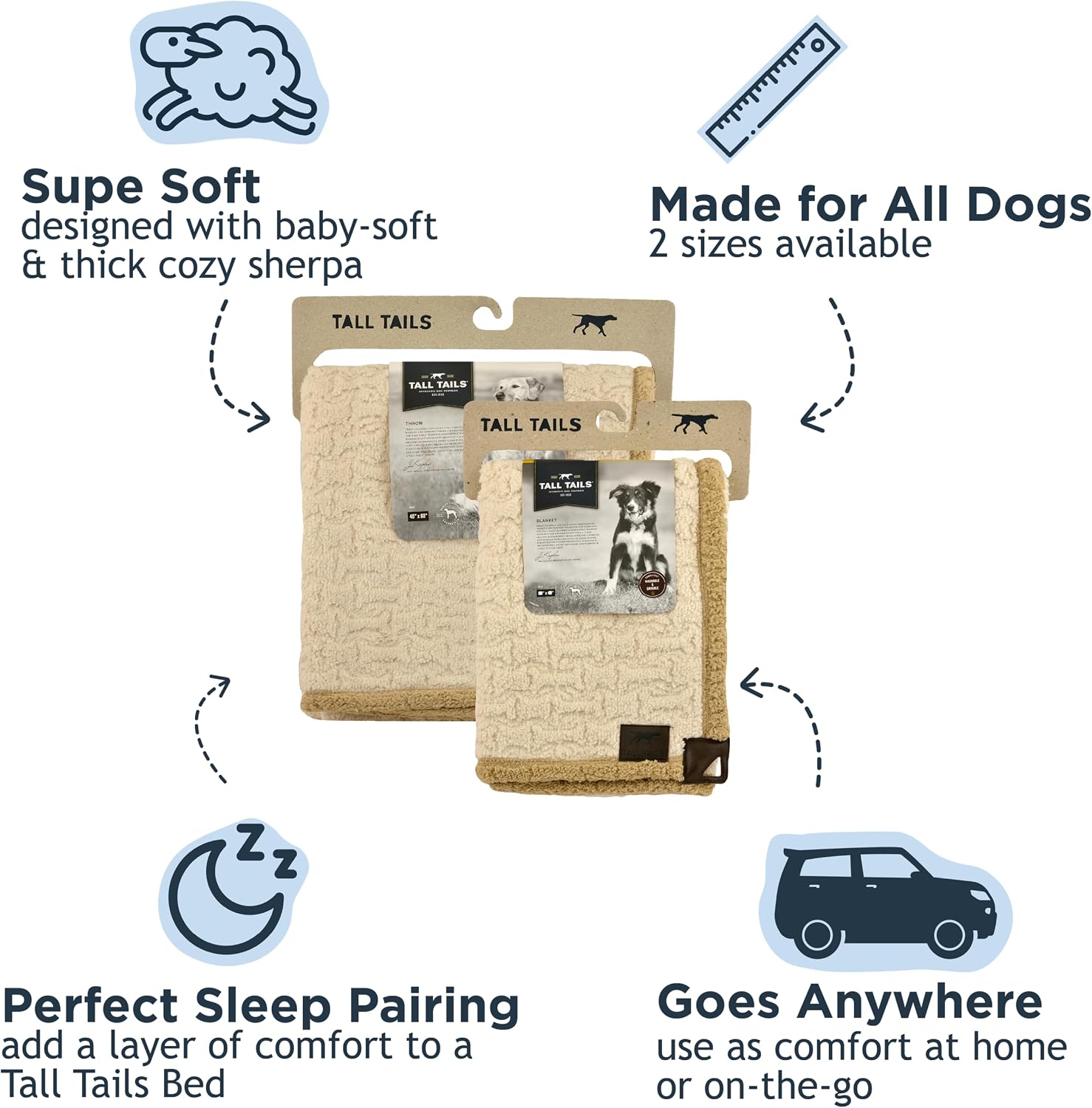 Tall Tails Cream Embossed Bone Dog Blanket 