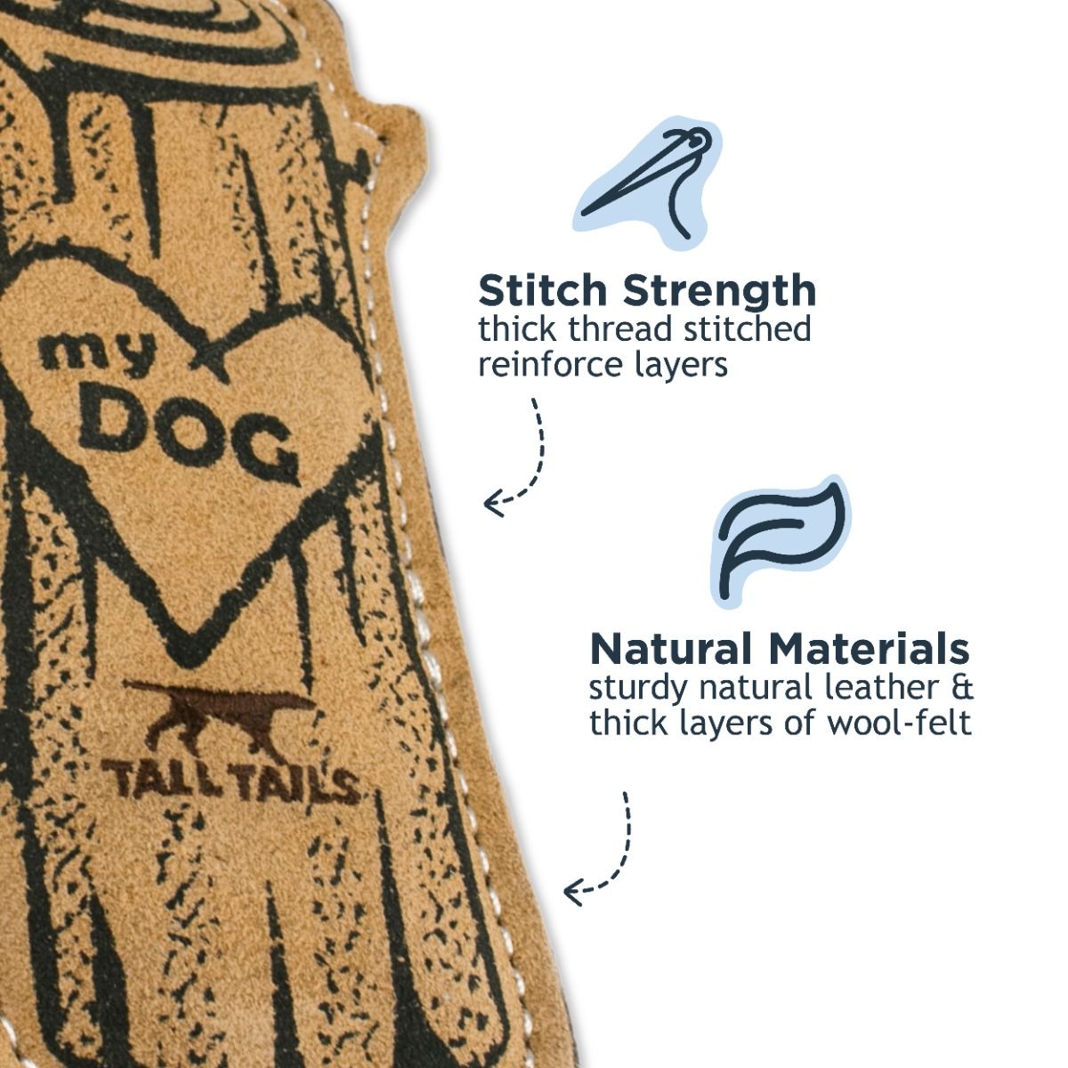 Tall Tails Natural Leather Love My Dog Log Fetch Toy – 9 Inch