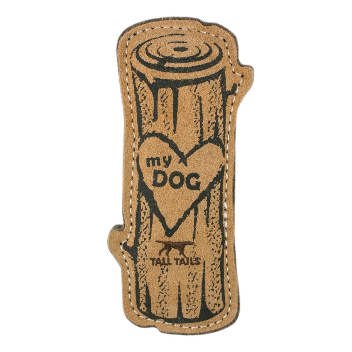 Tall Tails Natural Leather Love My Dog Log Fetch Toy – 9 Inch