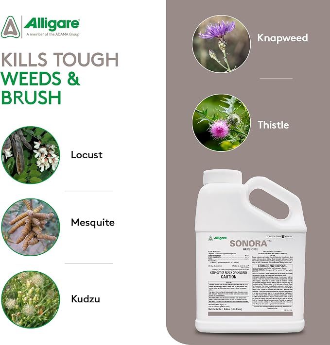 ALLIGARE Sonora Broadleaf Weed Killer - Selective Post-Emergent Weed Killers for Weeds & Woody Brush - Effective on Thistle, Locust, Kudzu - Vegetation Killer with No Grazing Restriction - 1 Gallon