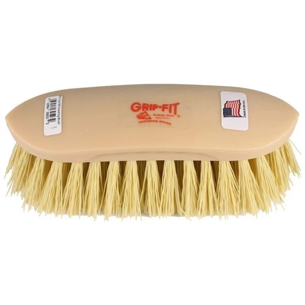 Decker #35 Work Horse Stiff Horse Grooming Brush – Synthetic Rice Root Bristles, Grip-Fit Handle