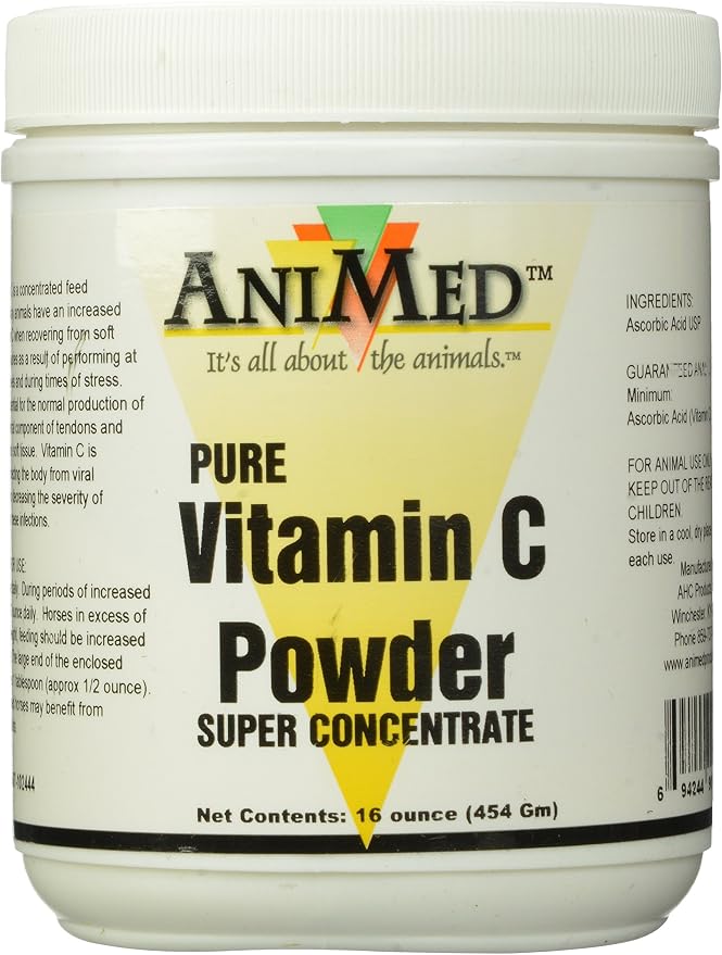 AniMed Vitamin C Pure Powder 16 oz – Pure Ascorbic Acid Equine Supplement for Horses