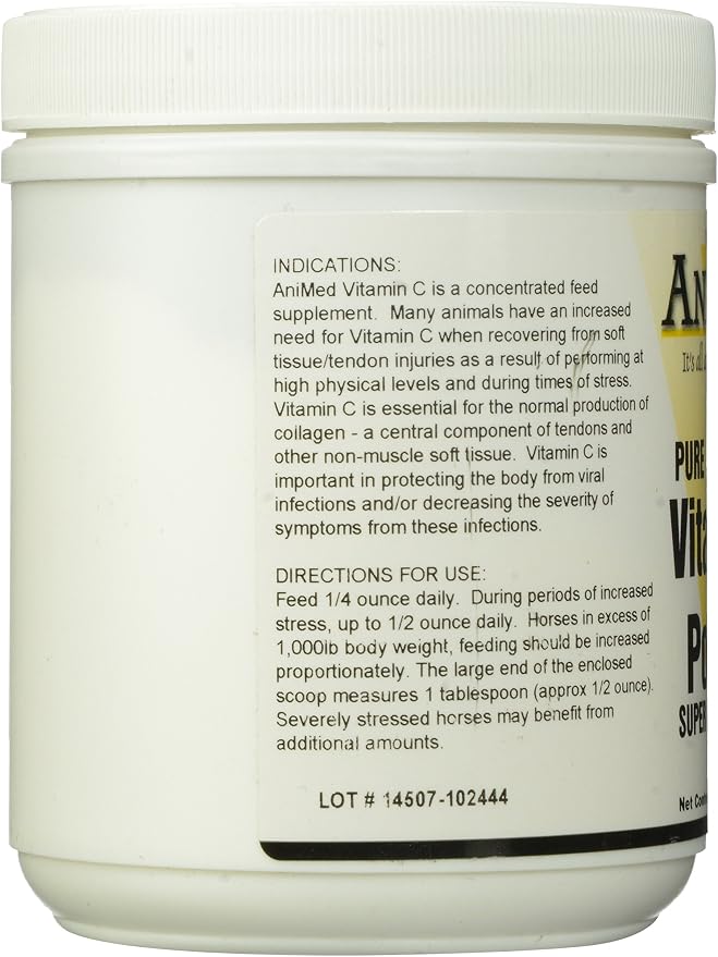 AniMed Vitamin C Pure Powder 16 oz – Pure Ascorbic Acid Equine Supplement for Horses