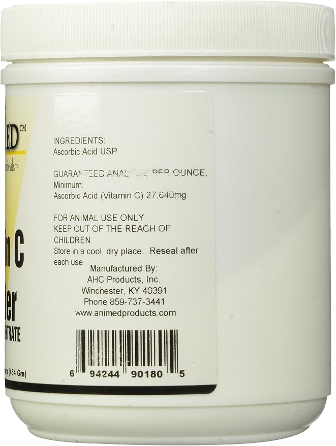 AniMed Vitamin C Pure Powder 16 oz – Pure Ascorbic Acid Equine Supplement for Horses