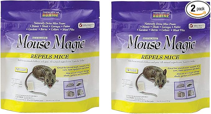 Bonide Mouse Magic 12-Pack – Natural Mouse & Rodent Repellent Scent Packs, Indoor & Outdoor