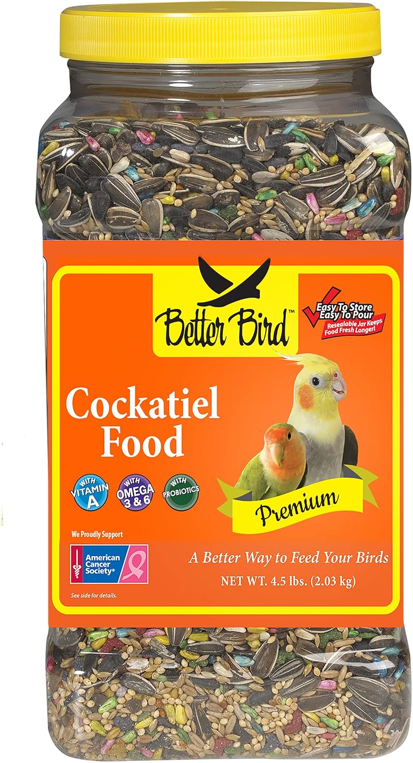 3-D Pet Products Premium Cockatiel Bird Food with Probiotics & Vitamins – 4.5 lb Stay Fresh Jar