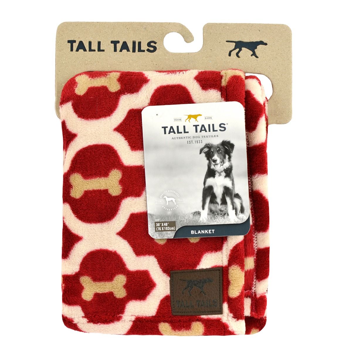 Tall Tails Red Bone Fleece Dog Blanket – 30 x 40 Inch